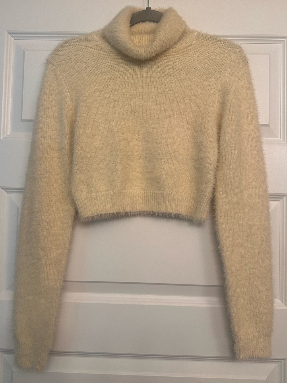 Cropped Cream Turtleneck Sweater
